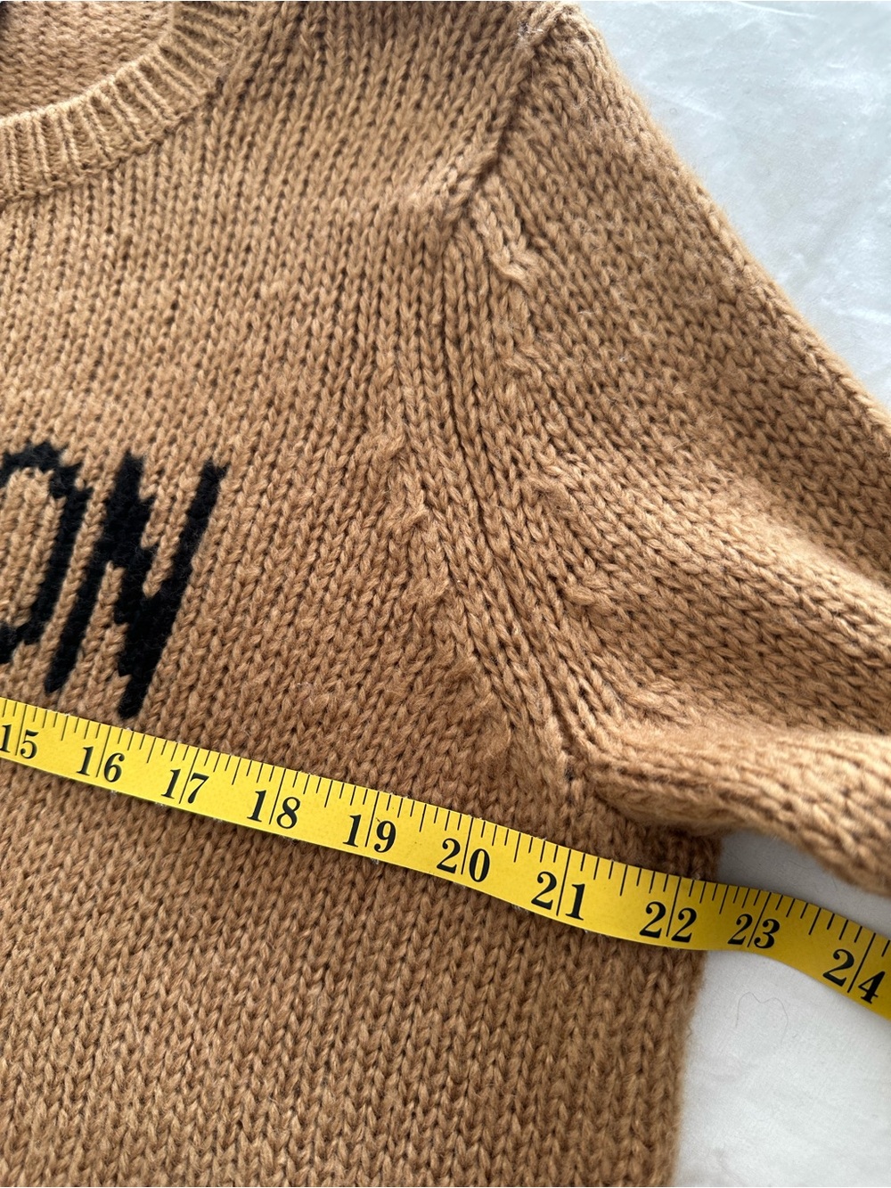 Wooden Ships Camel Crewneck Sweater with Black BOURBON Text size S/M - Picture 14 of 16